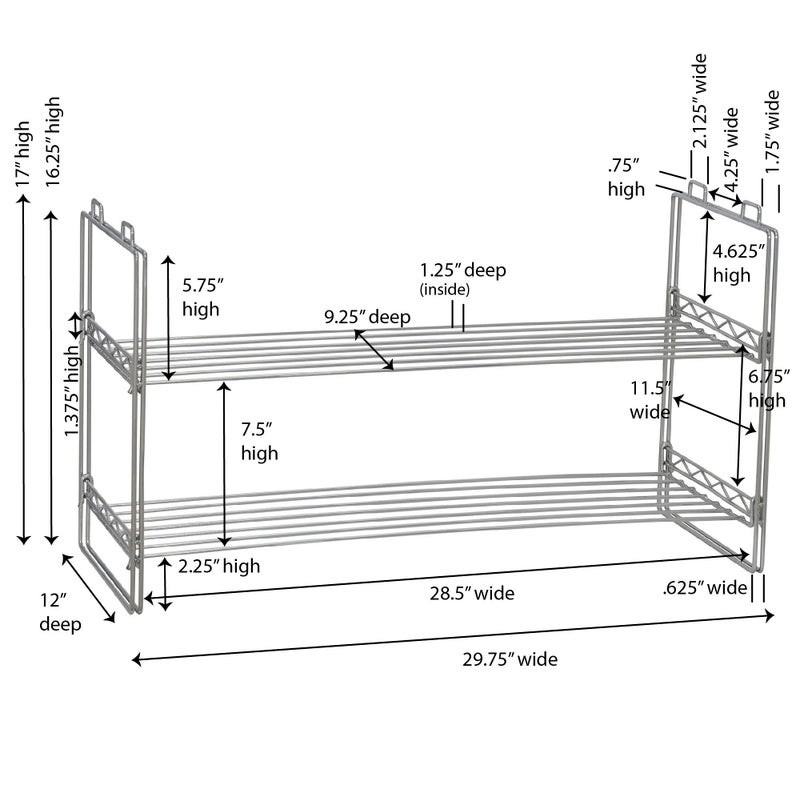 Household Essentials Stackable Two-Tier Shoe Rack, Chrome - Image 2